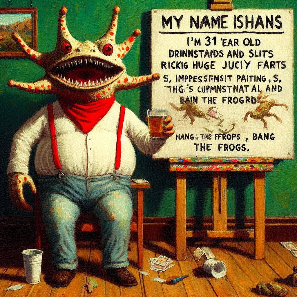 FROG-FACED DRUNK SHOUTS AT HIS OWN REFLECTION