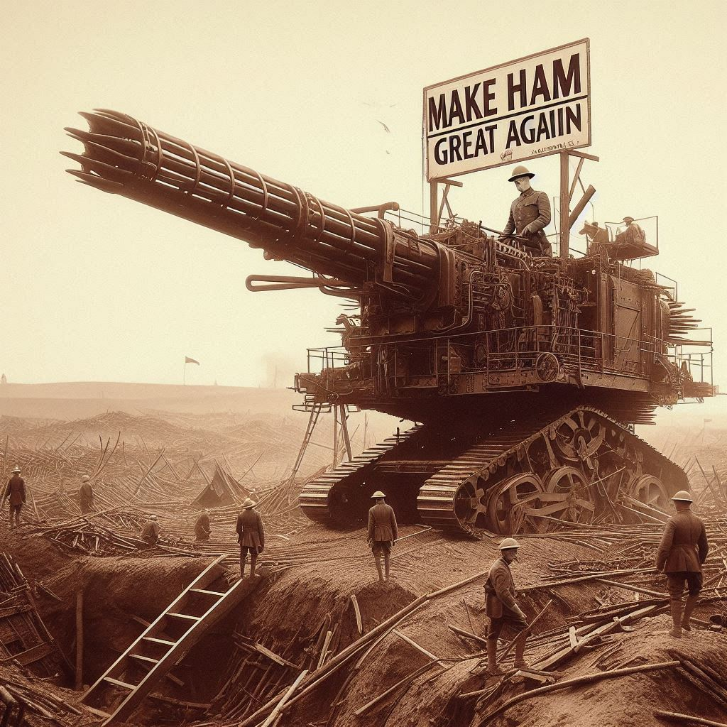 WAR MACHINE SHOVELING HAM INTO HELL'S MOUTH