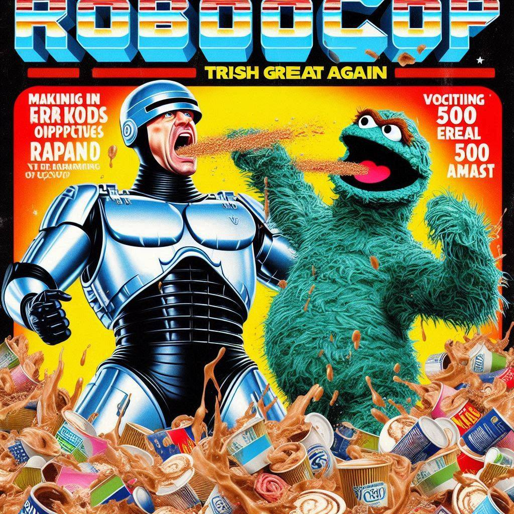 ROBOT SPITTING GOO ON A FURRY TRASH MONSTER