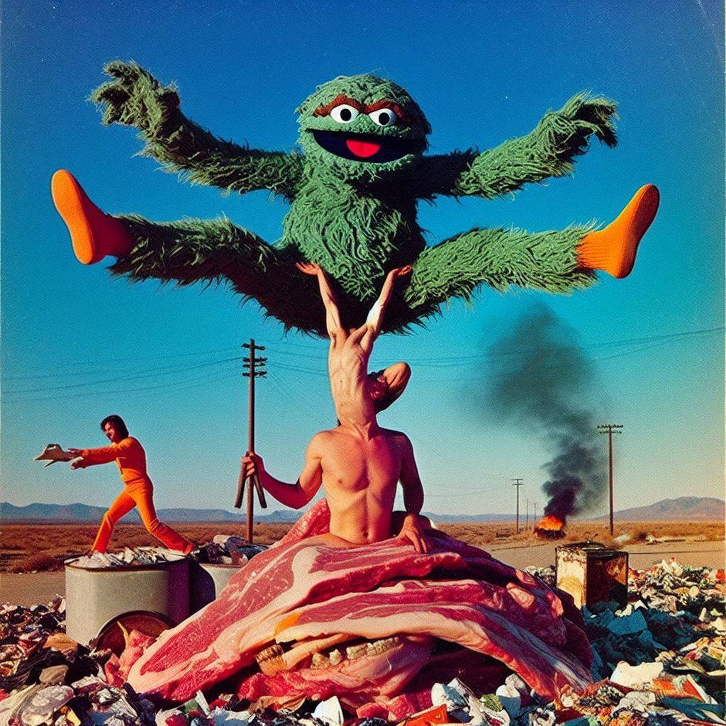 MONSTER HUMPING TRASH IN A MEAT LANDSCAPE