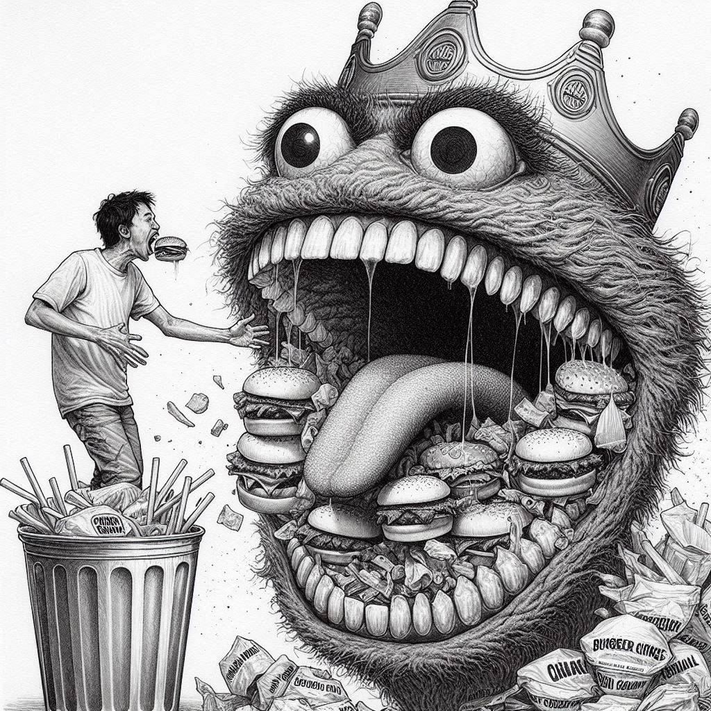 MONSTER GOBBLING HUMANITY'S GUILTY PLEASURES