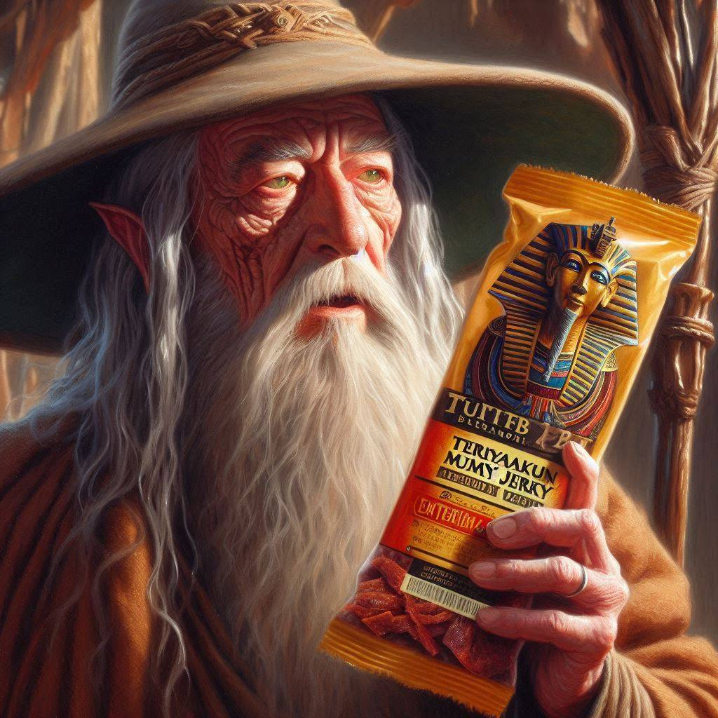 WIZARD HOLDING MUMMY'S MEAT SNACKS FOR THE SOUL