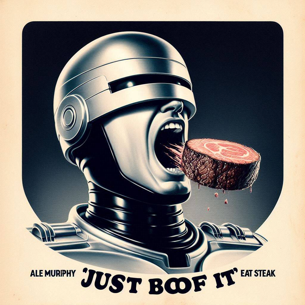 ROBOT CHOWING ON MEAT LIKE A GLUTTONOUS BEAST