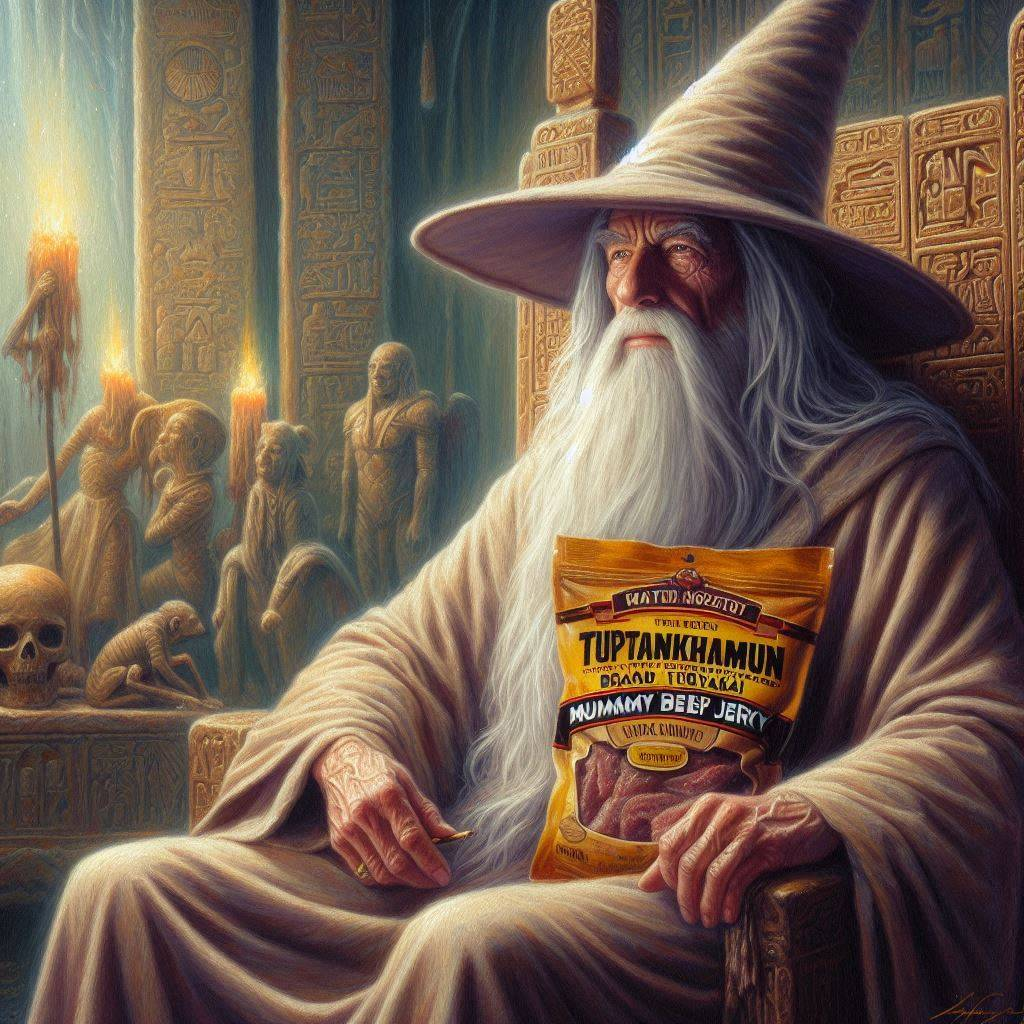 WIZARD SNACKING ON MUMMY'S MEATY TREATS