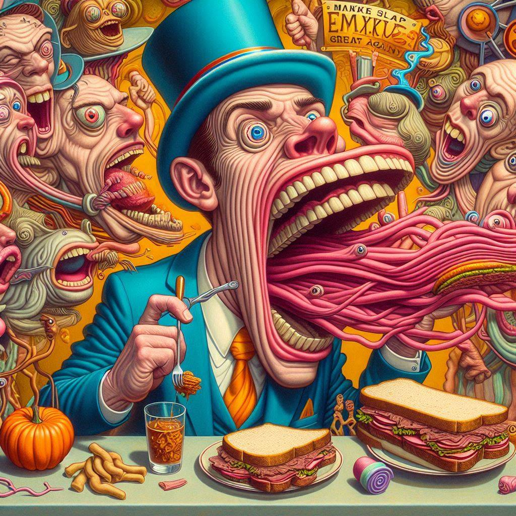 MAN EATING HIS OWN NIGHTMARES FOR LUNCH