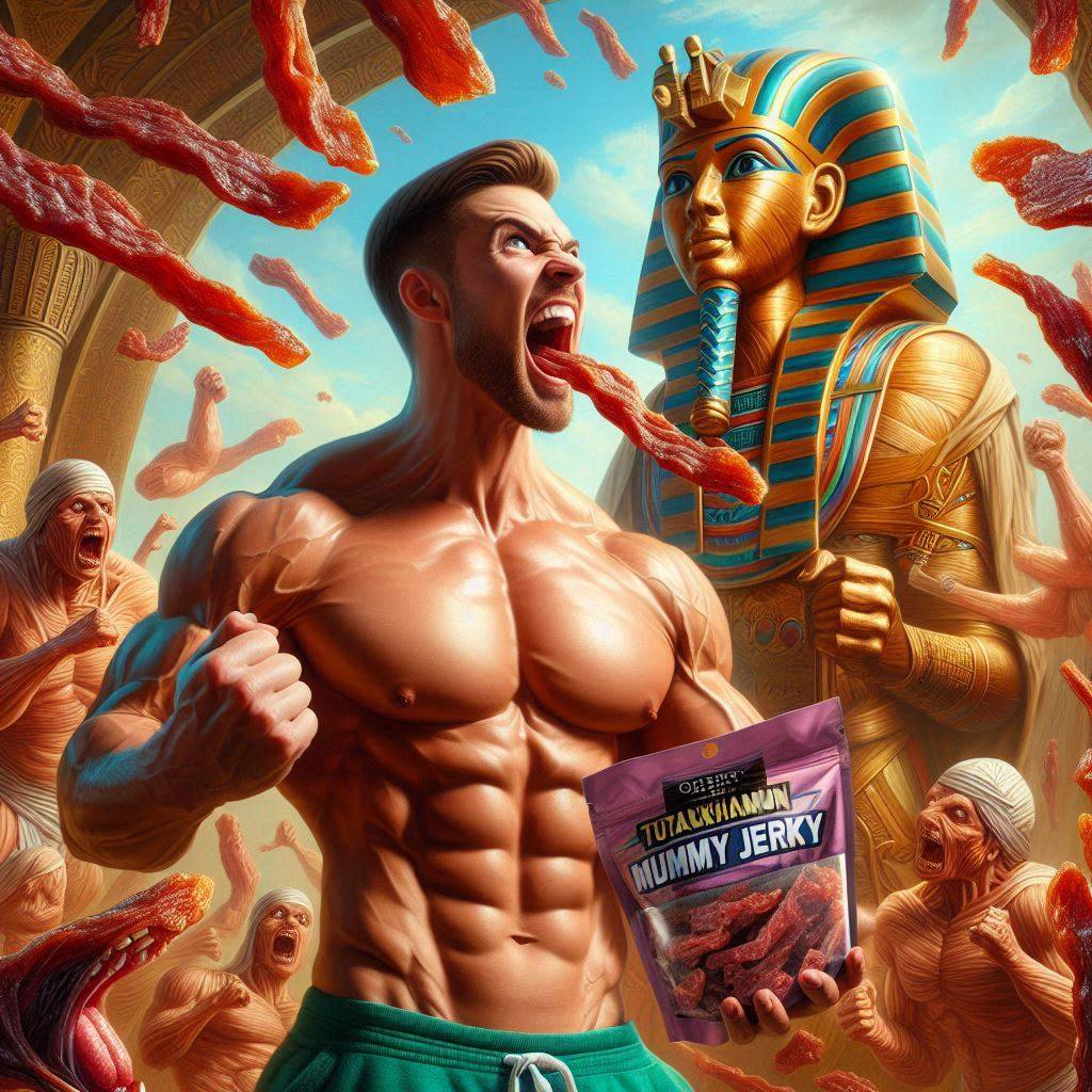 MAN EATING MUMMY'S MEAT LIKE A BEAST