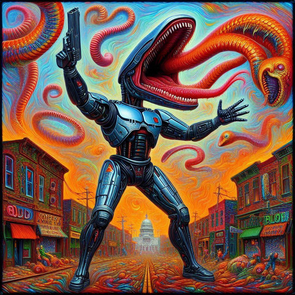 ROBOTIC MONSTER EATING THE CITY'S SOUL