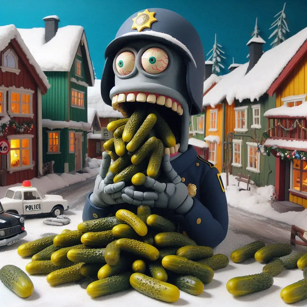 COP CHOKING ON A PICKLE FETISH NIGHTMARE