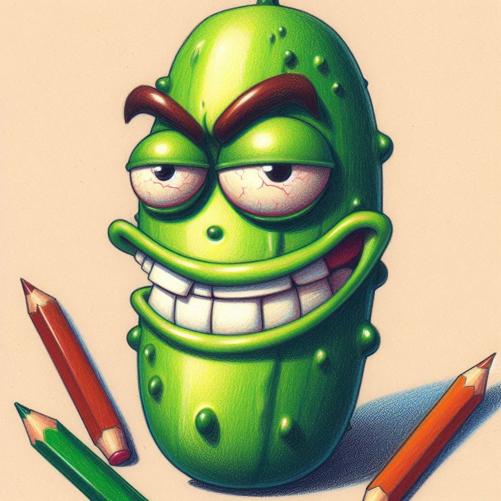 PICKLE GRINNING LIKE A SICK JOKE