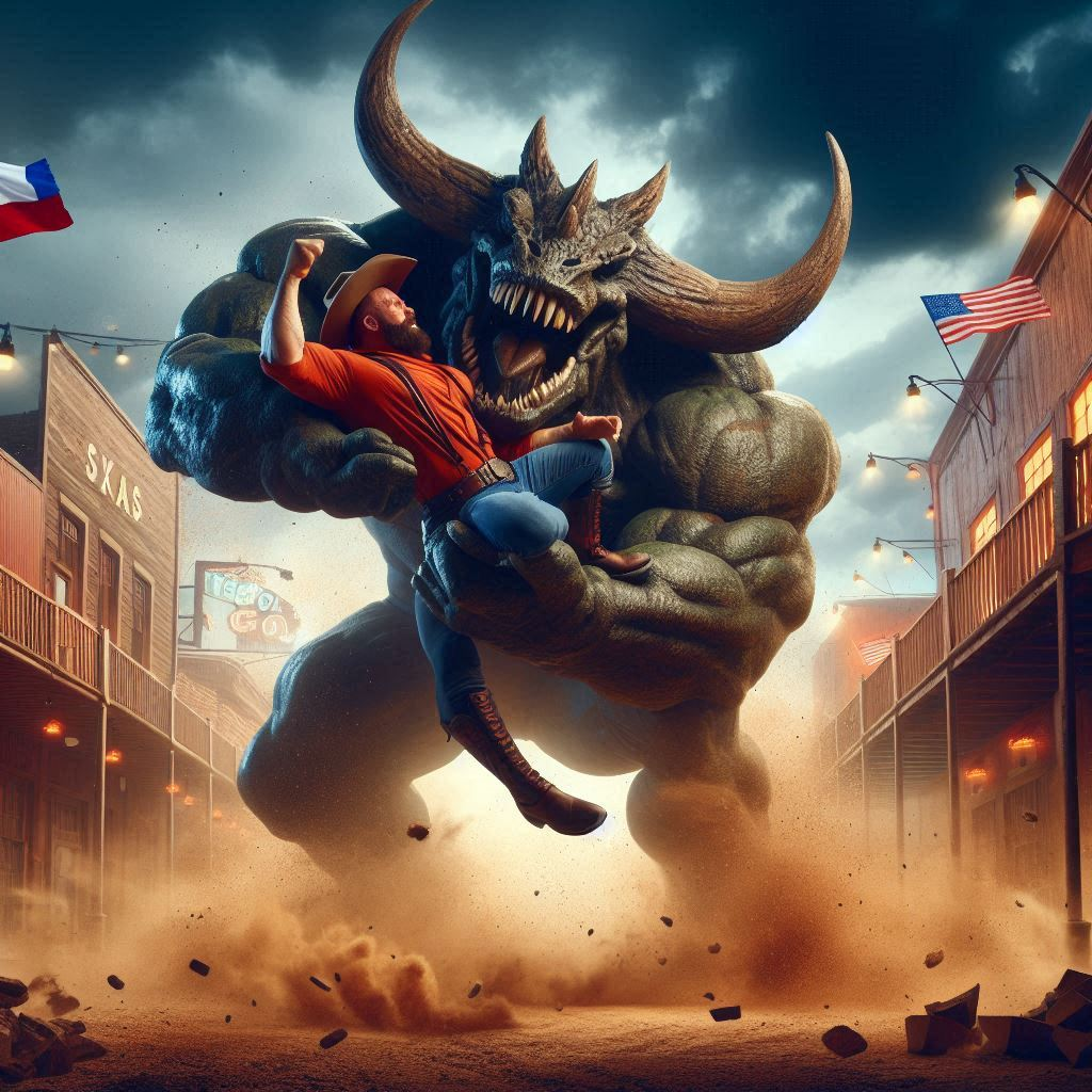 COWBOY GETTING HIS ASS KICKED BY A MONSTER