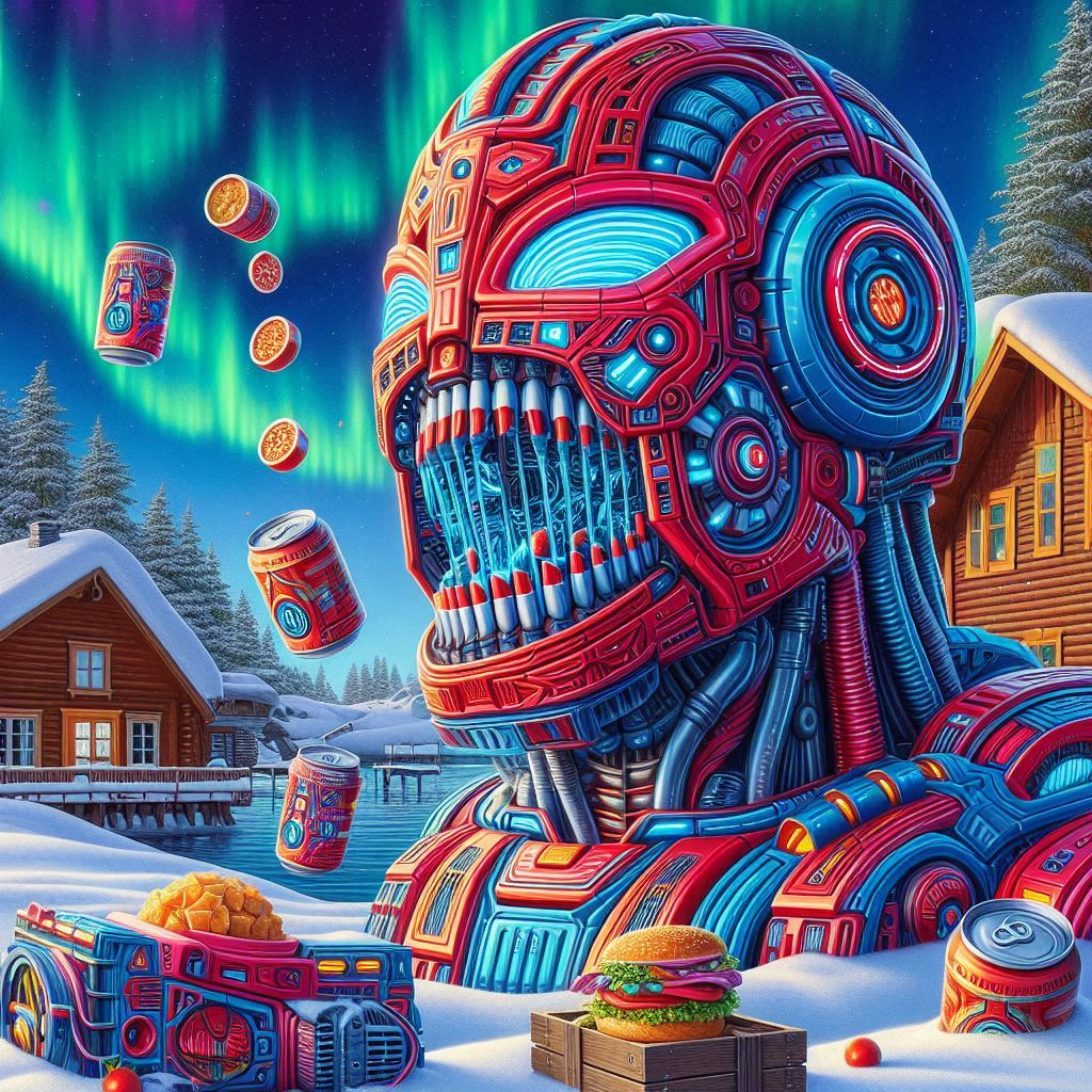 ROBOT HEAD EATING CANS LIKE A GLUTTONOUS BEAST