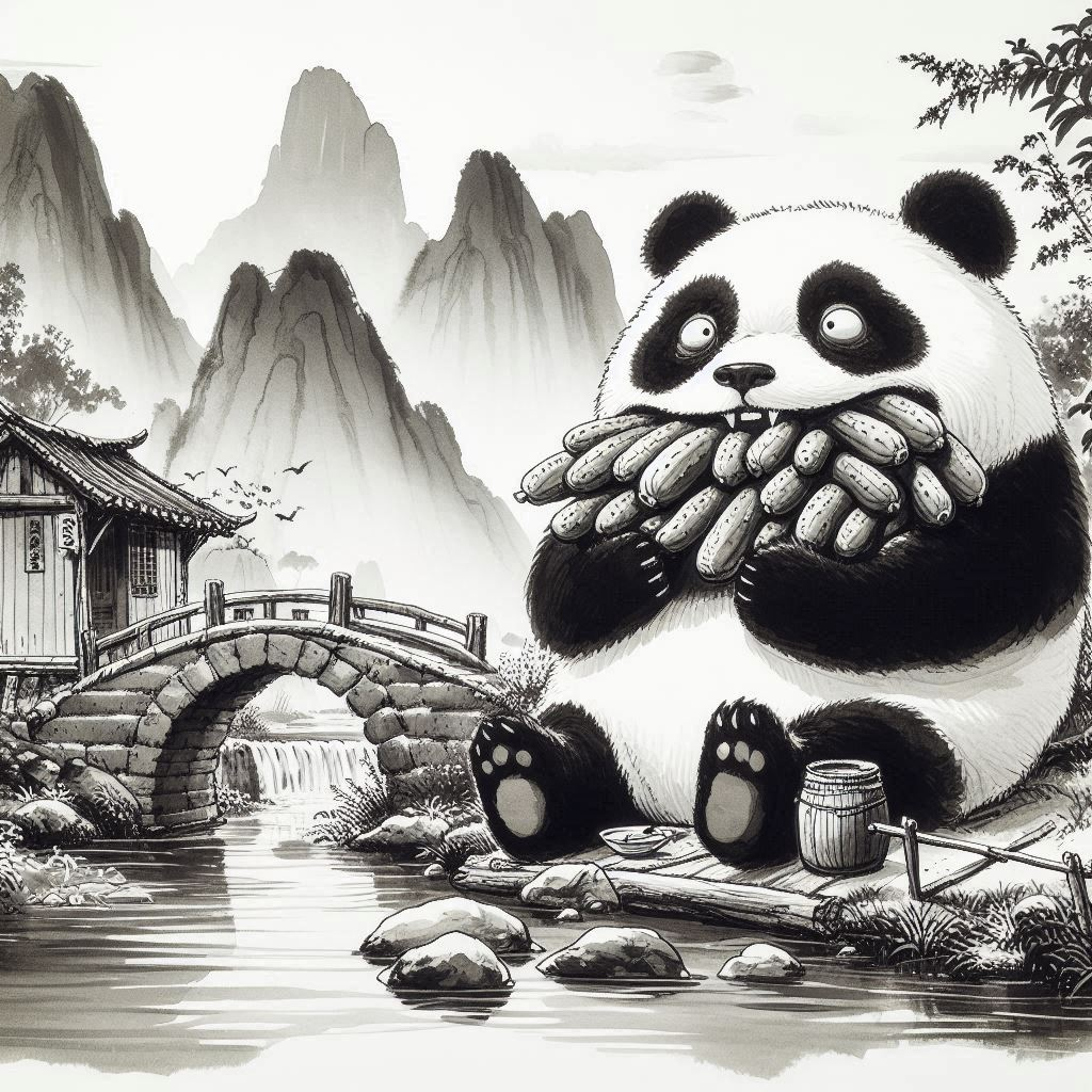 PANDA CHOKING ON CUCUMBER DICK PILES