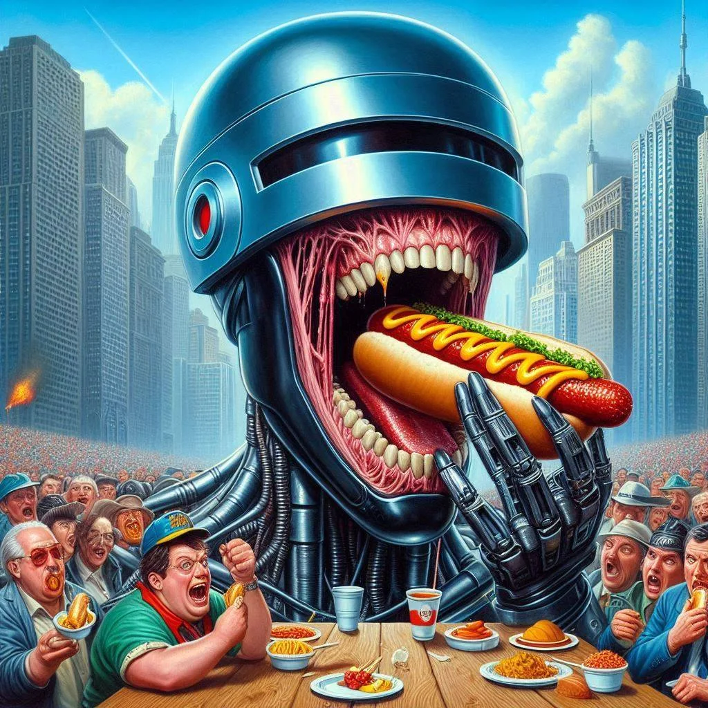 ROBOTIC MONSTER DEVOURING HUMANITY'S LAST MEAL