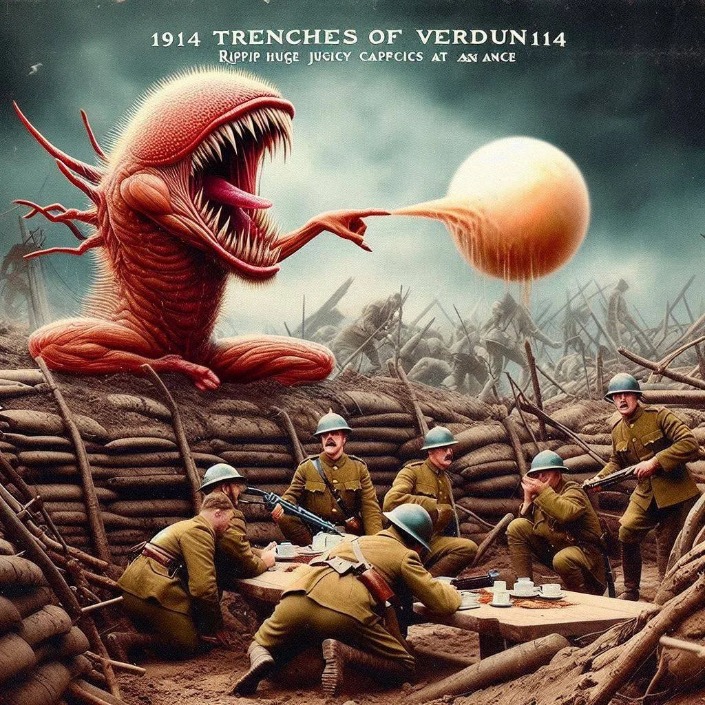 MONSTER SPITTING BALLS IN WAR'S GUT