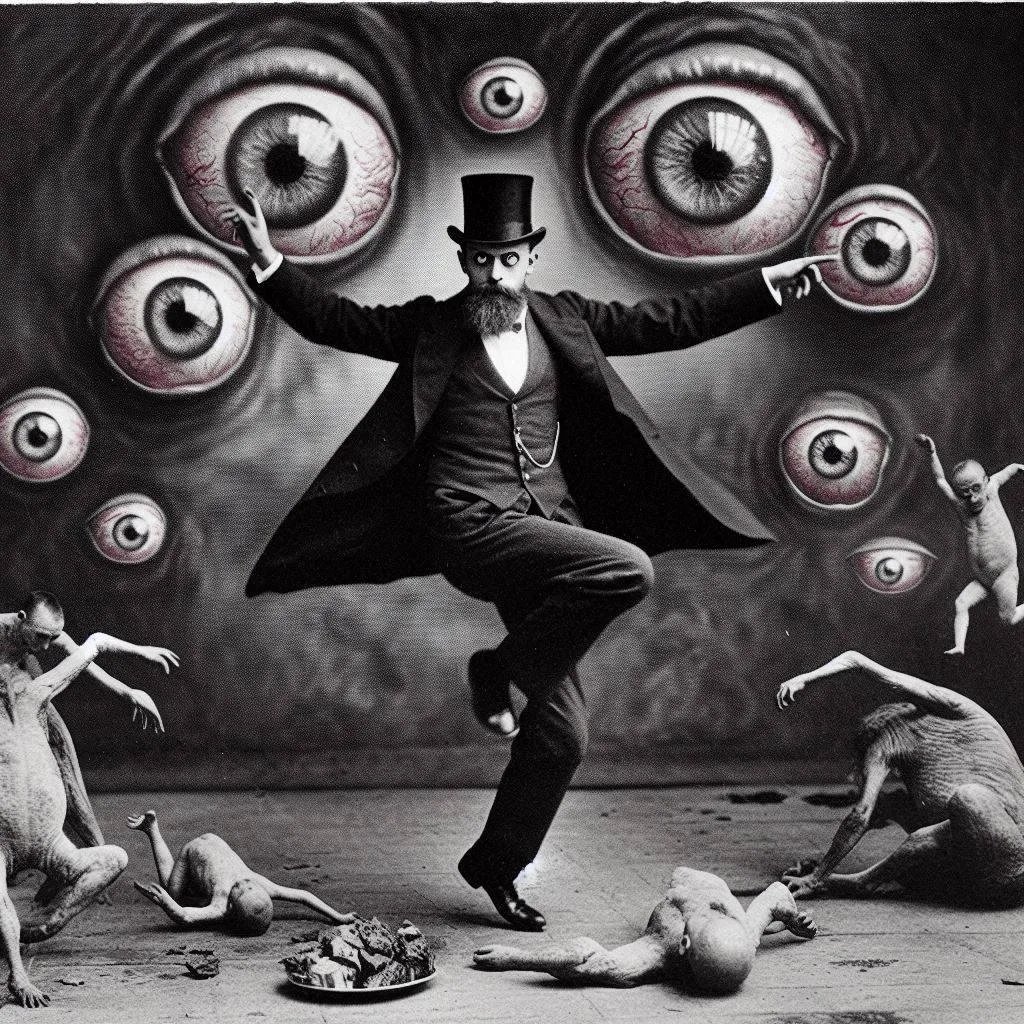 MAN DANCING WITH EYES RIPPING OUT OF HEADS