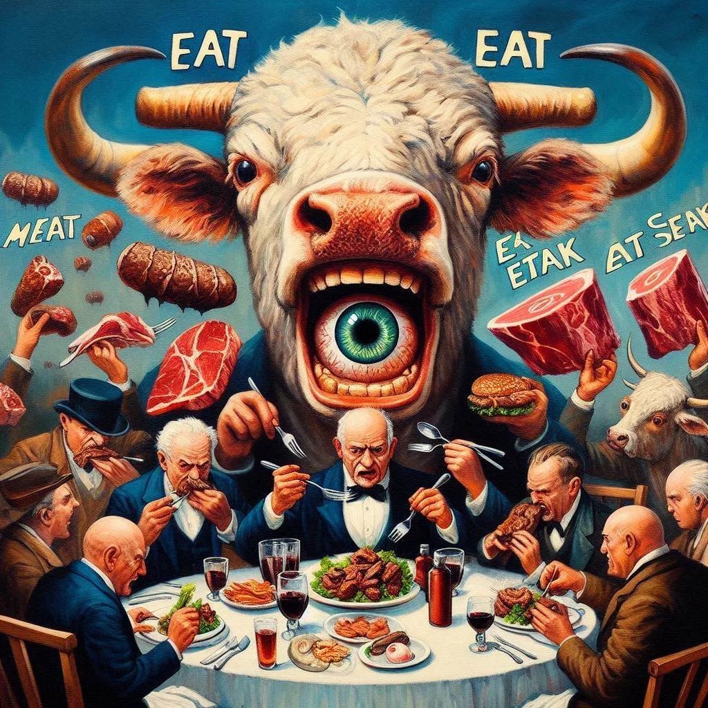 COWS SCREAMING FOR MEAT IN A DINNER NIGHTMARE