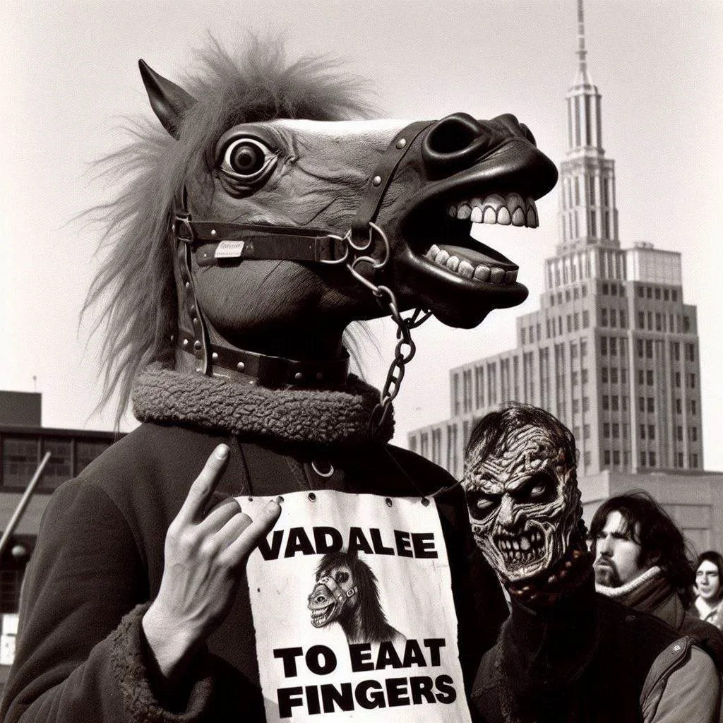 HORSEHEADS CHEWING ON HUMAN FINGERS