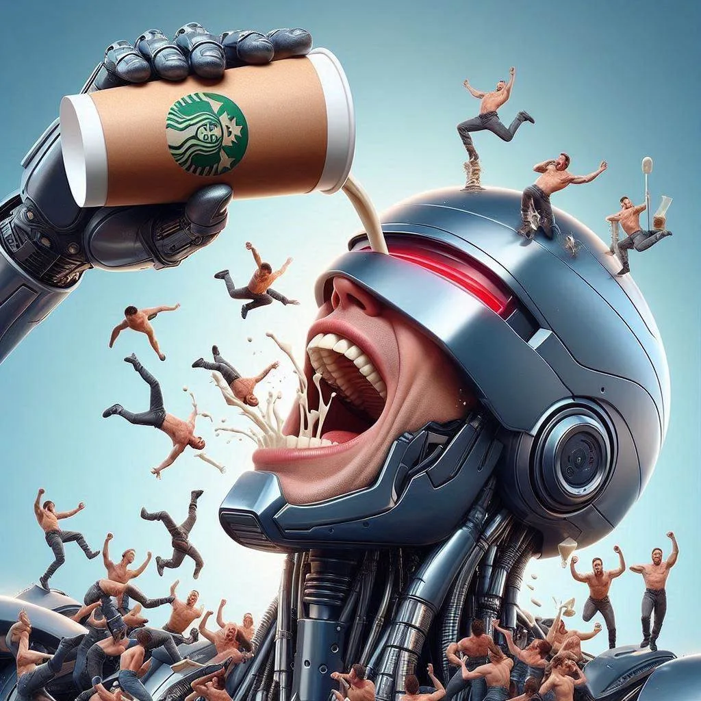 ROBOT CHUGGING HUMAN MILK LIKE A BOSS