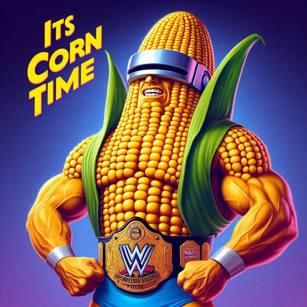 CORN MUSCLE MAN PUMPS SWEETNESS INTO THE VOID