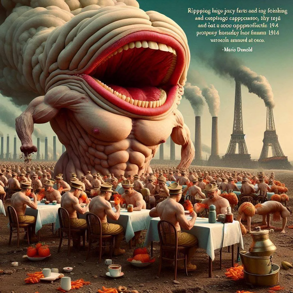 MONSTER GOBBLING HUMANS LIKE CHEWING GUM