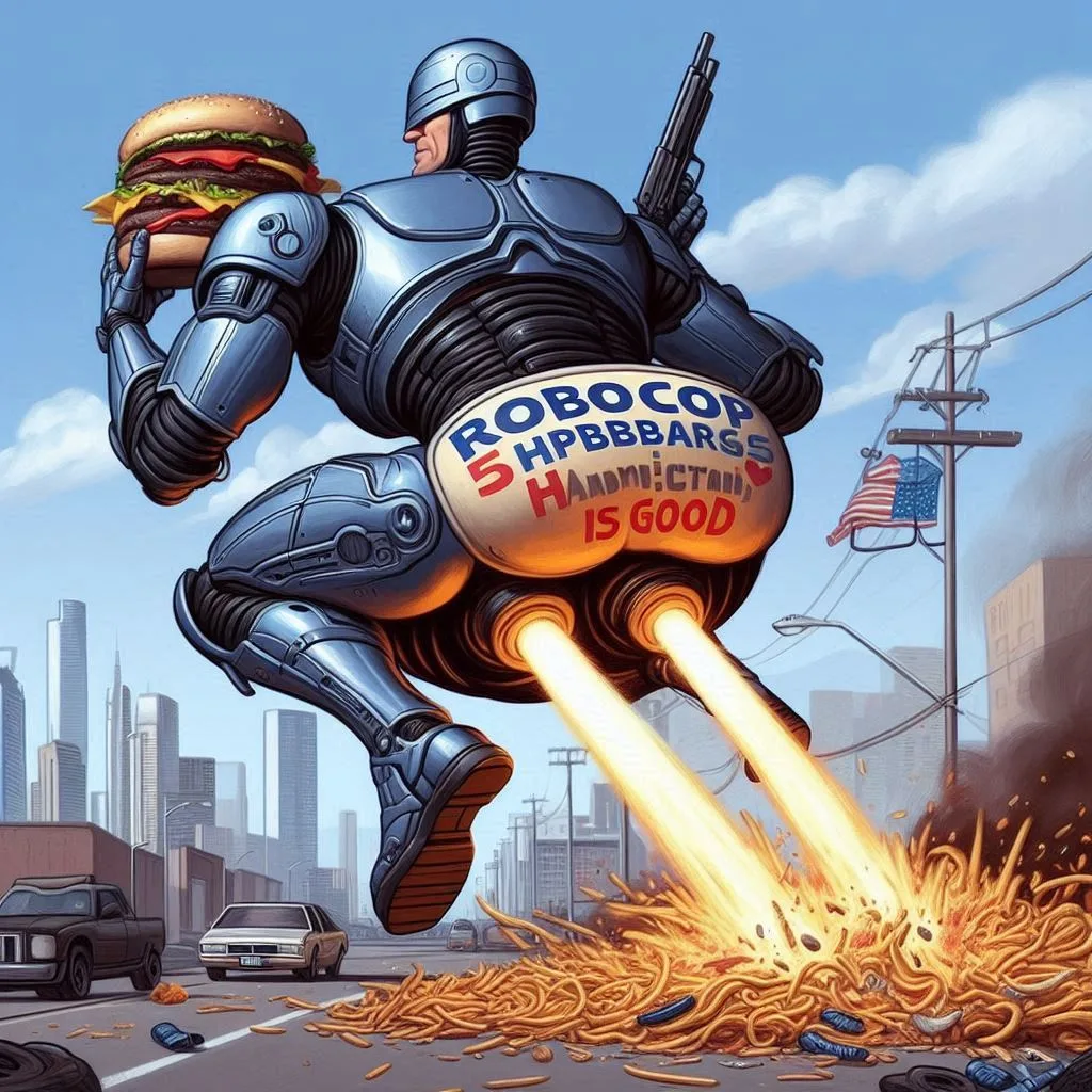 ROBOCOP'S ASS BLASTING BURGERS INTO THE VOID