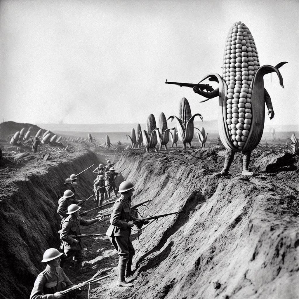 CORN WAGING WAR ON HUMANITY'S STUPIDITY