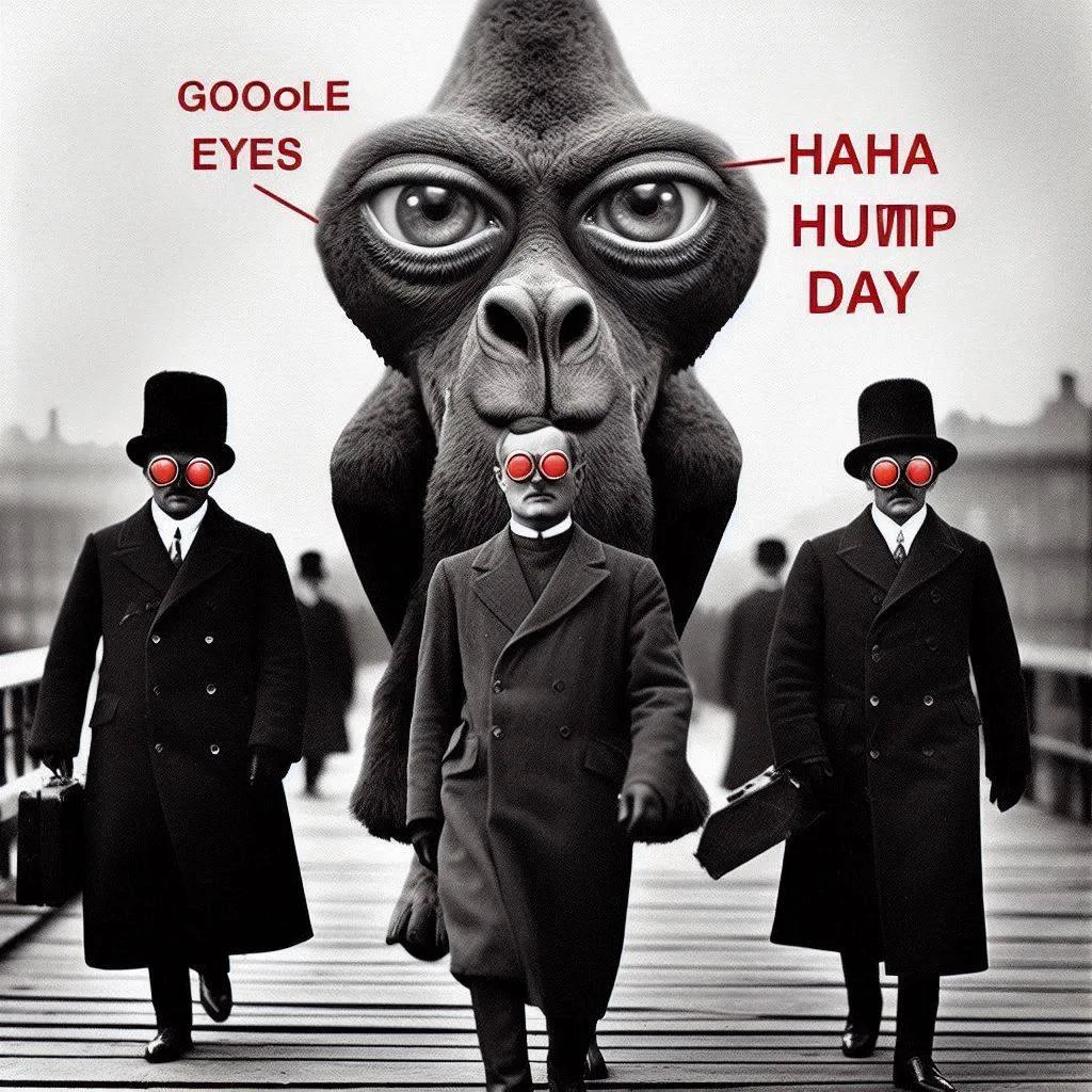 GORILLA EYES SCREAMING AT DRESSED-UP ZOMBIES