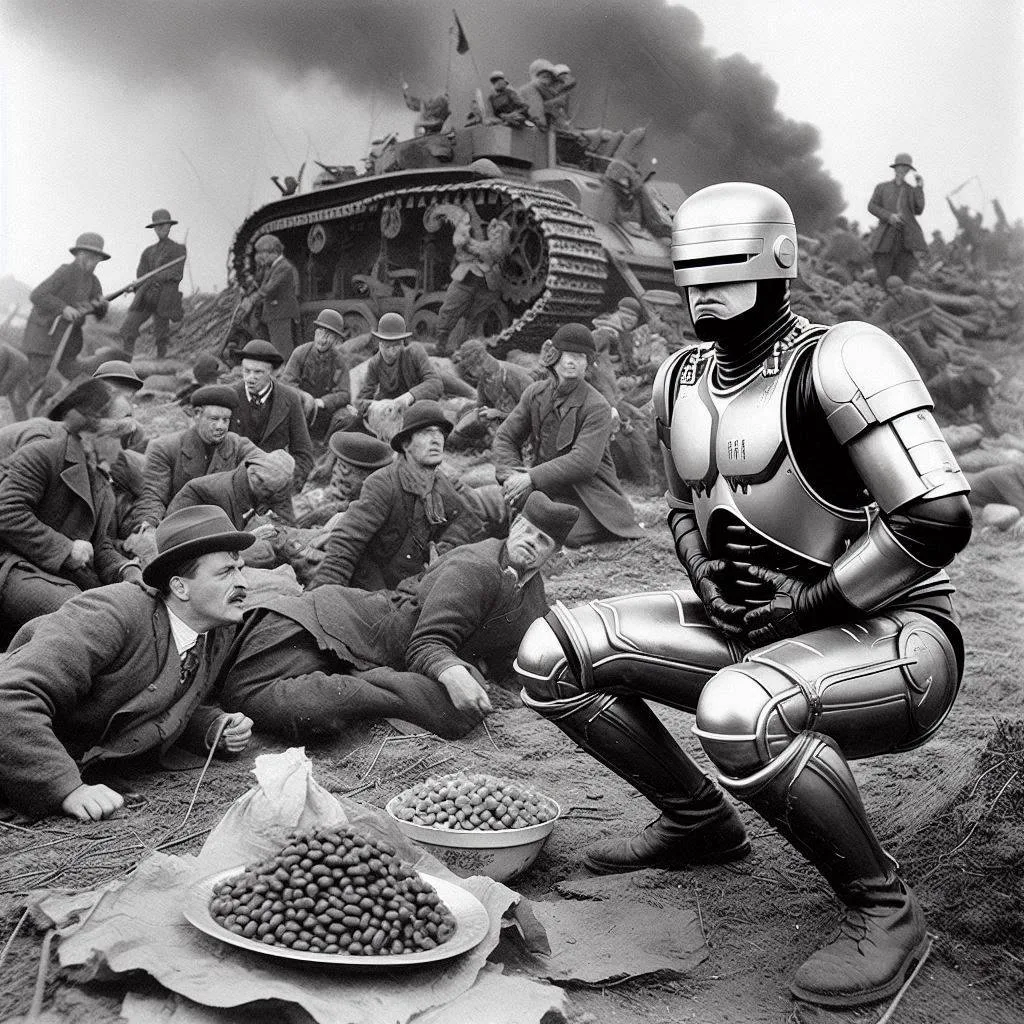 ROBOT CRAPPING ON HUMANITY'S LAST STAND