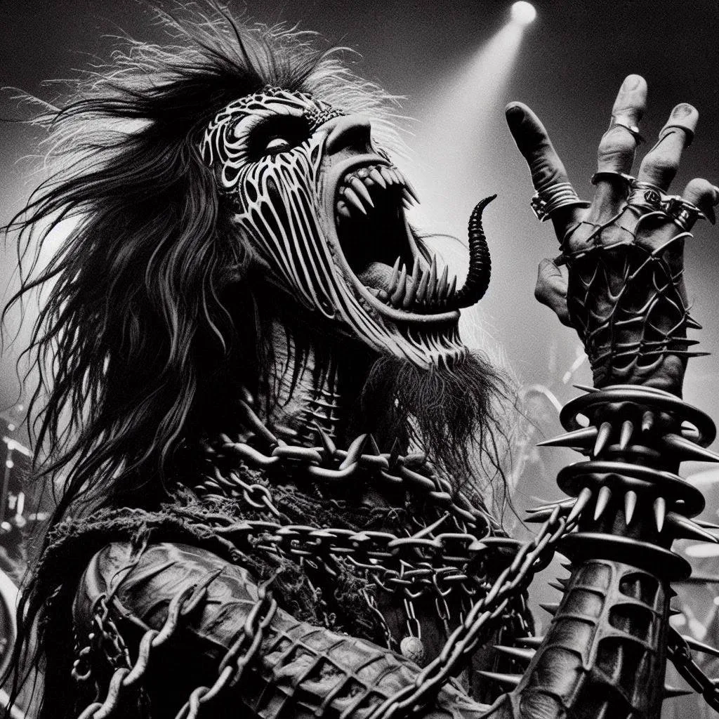 MONSTER SCREAMING WITH A THROAT FULL OF CHAINS
