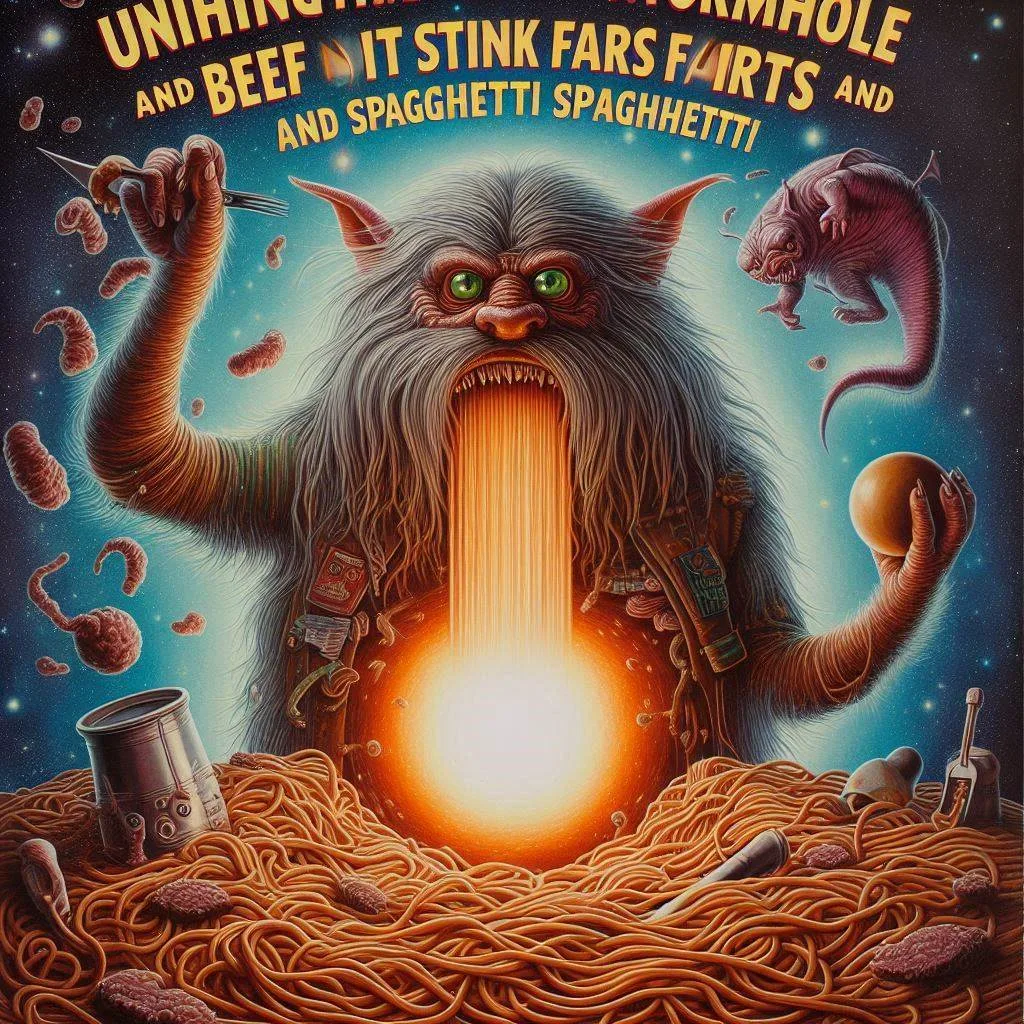 MONSTER SHITTING SPAGHETTI INTO A BLACK HOLE