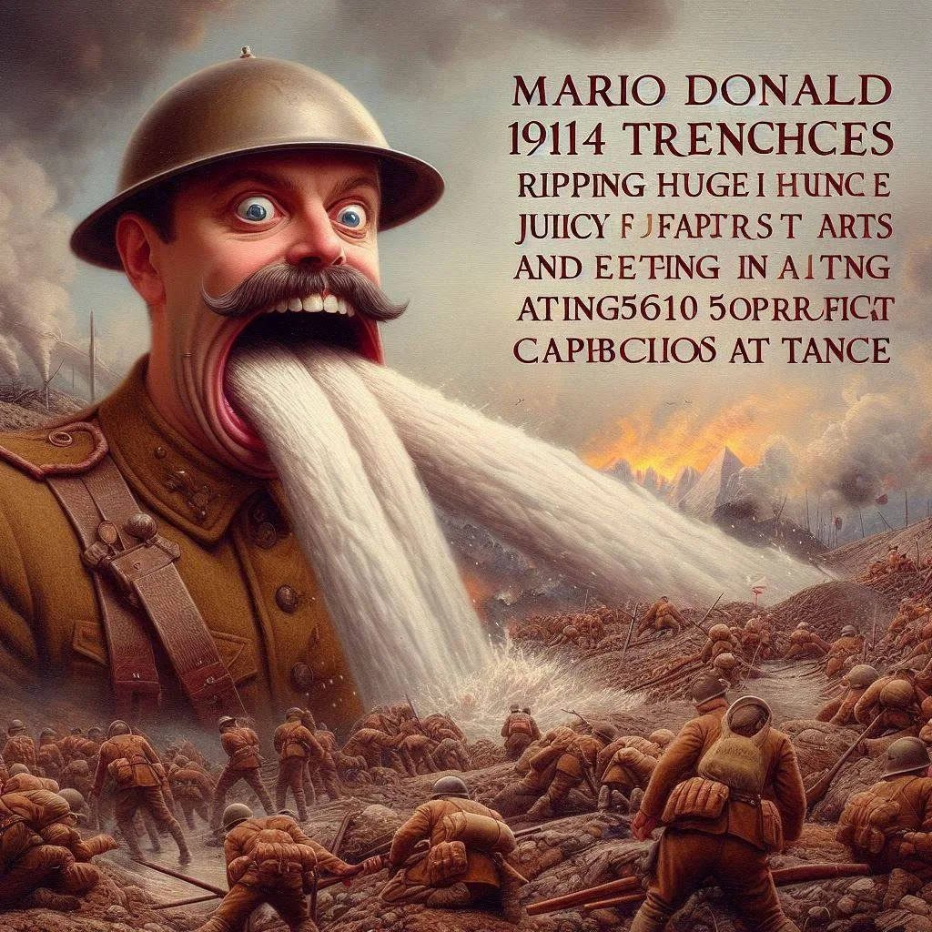 SOLDIER VOMITING FURY INTO THE TRENCHES