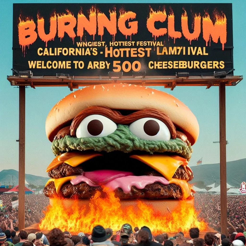 BURGER MONSTER SHITTING FLAMES ON FLESHY FANS