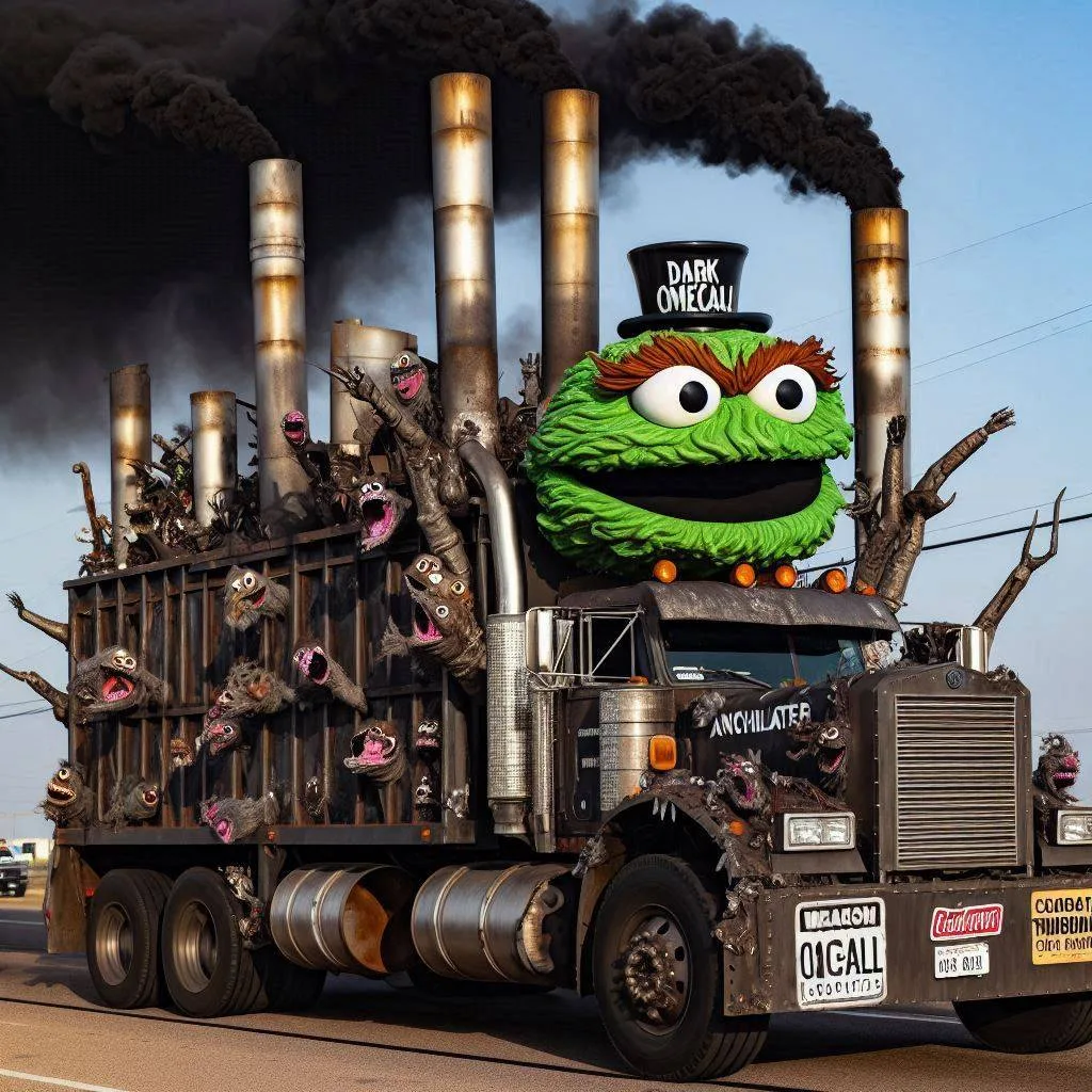 TRUCK OF NIGHTMARES SPEWING GARBAGE AND CHAOS