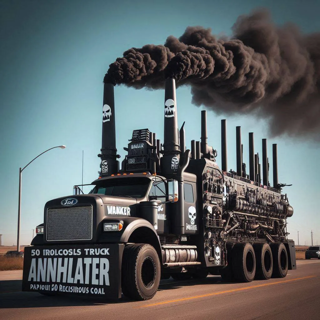 TRUCKS SHITTING SMOKE ON HIGHWAY TO HELL
