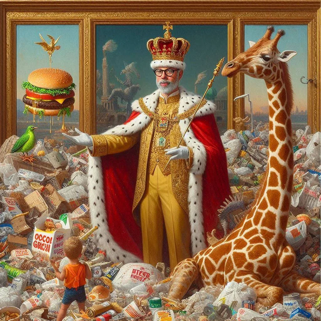 KING OF TRASH SERVING BURGER ON A PLATE OF FILTH