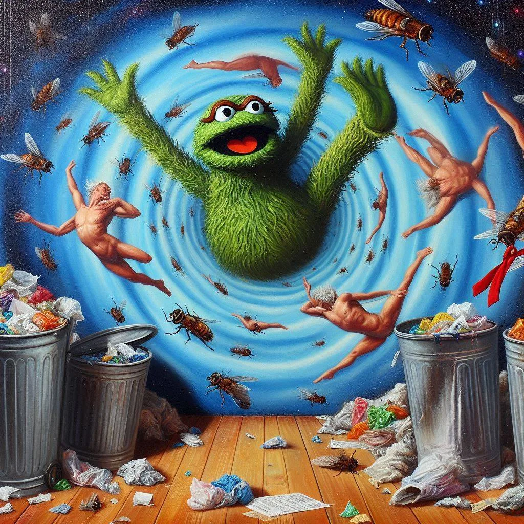 GARBAGE MONSTER SWALLOWING NAKED TRASH HUMANS