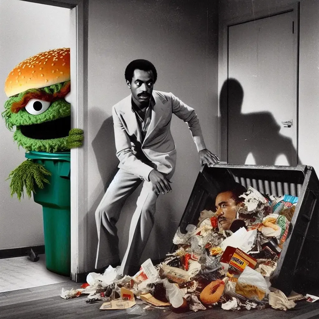 GARBAGE CAN SPITTING OUT HUMAN NIGHTMARES
