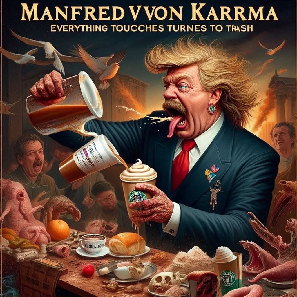 TRASH SPILLING FROM A CLOWN'S MOUTH