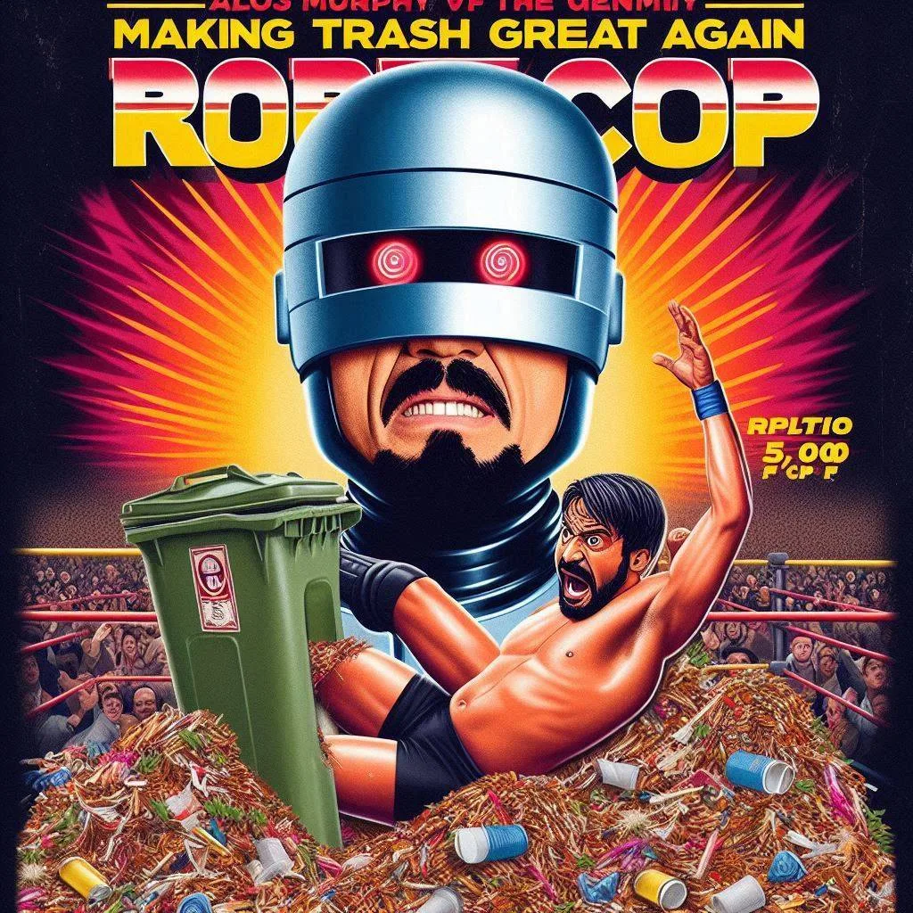 ROBOTIC WARRIORS WRESTLING IN GARBAGE HEAVEN
