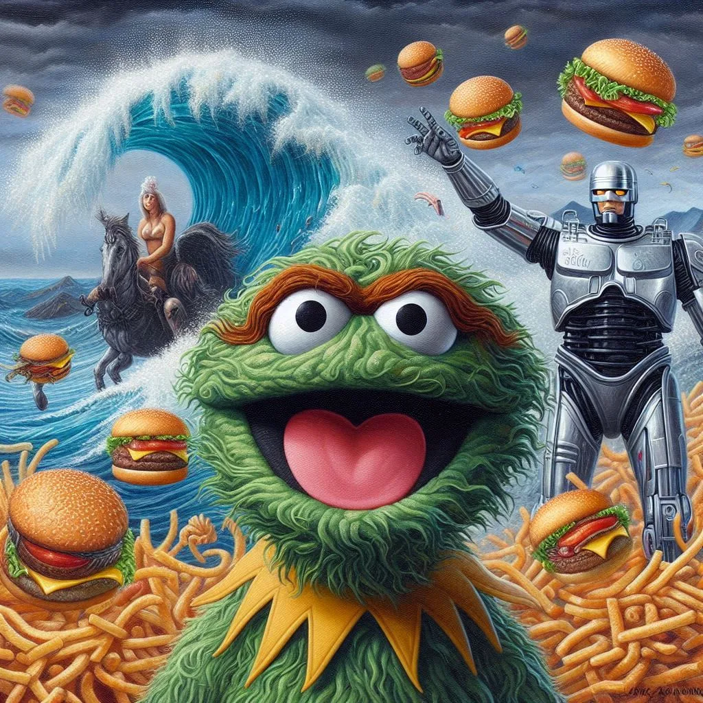 MONSTERS SHOVELING BURGERS INTO THE VOID