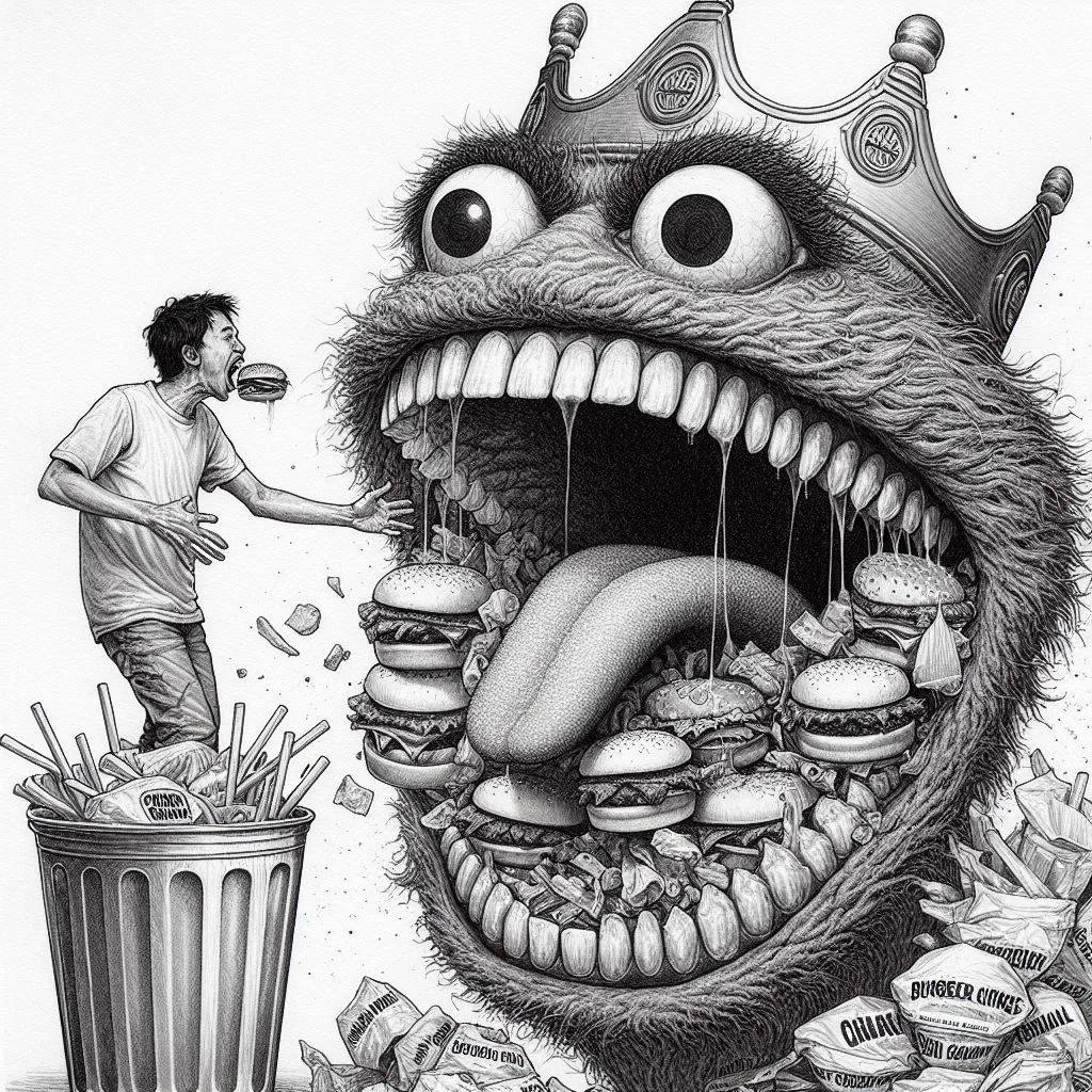 MONSTER GOBBLING HUMANITY'S GUILTY PLEASURES