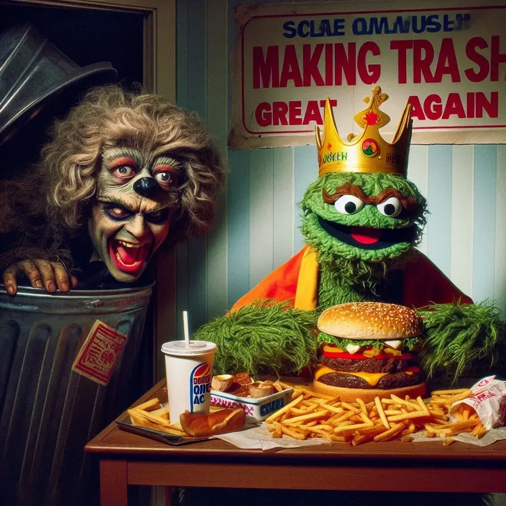 GARBAGE MONSTERS FEASTING ON FAST FOOD FLESH