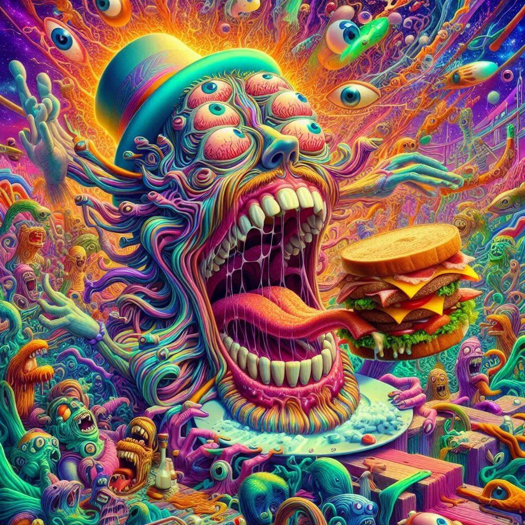MONSTER MOUTH EATING SANDWICHES OF SOULS