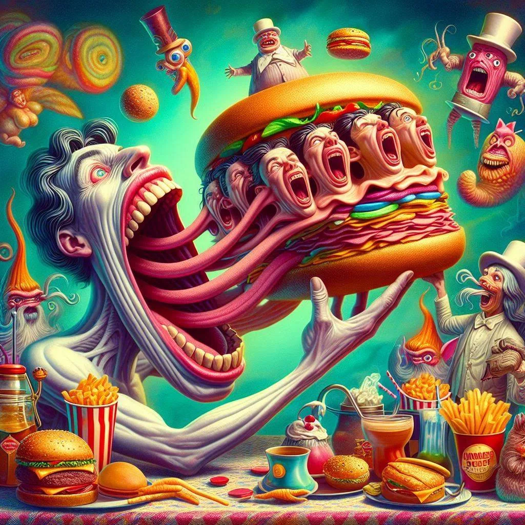 HUMAN MEAT SLURPING ON A BURGER'S SOUL