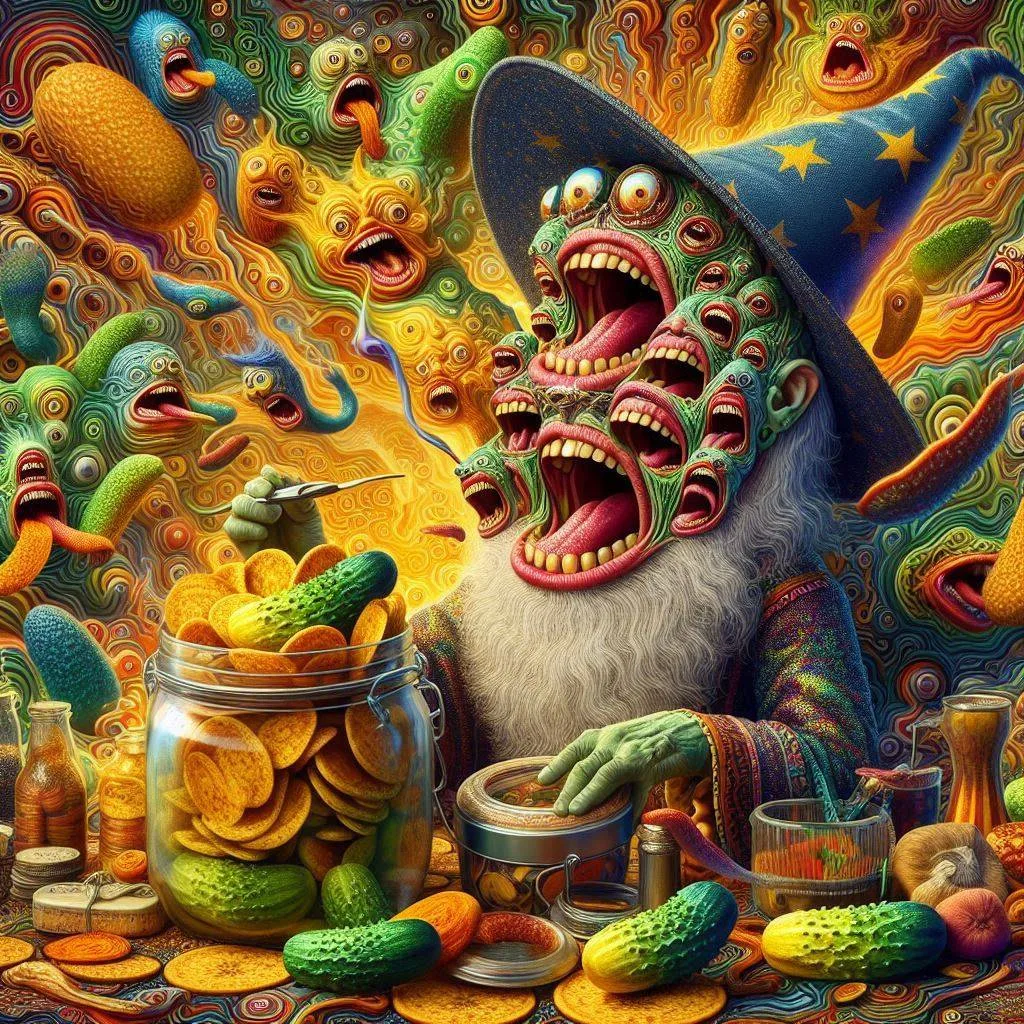 WIZARD'S MOUTH EXPLODING WITH PICKLE FURY