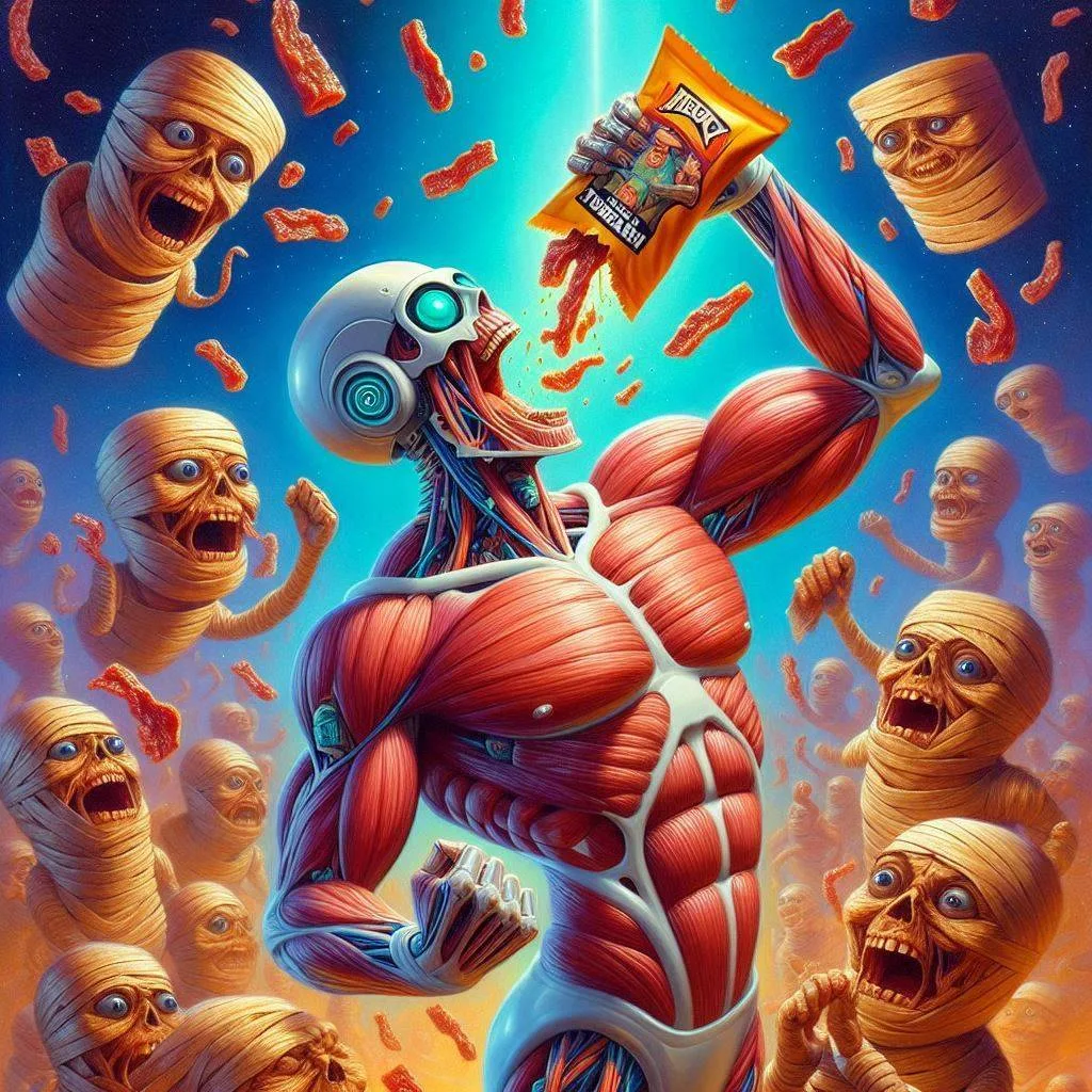 FLESHY ROBOT DEVOURING MUMMY'S NIGHTMARE SNACKS