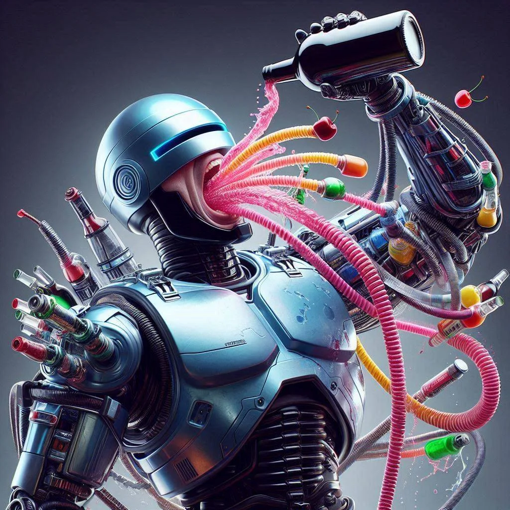 ROBOT VOMITING A COCKTAIL OF CHAOS