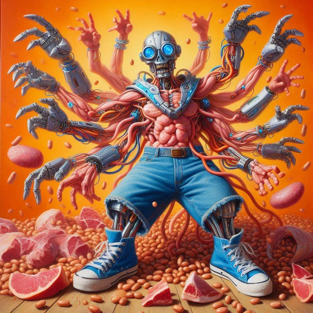 ROBOTIC FLESH EXPLODING WITH CANNED BEANS
