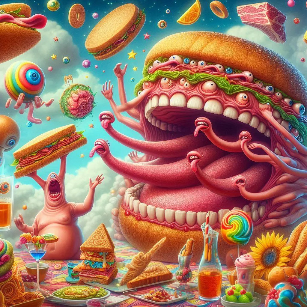 BURGER MONSTERS EATING THEIR OWN GUTS