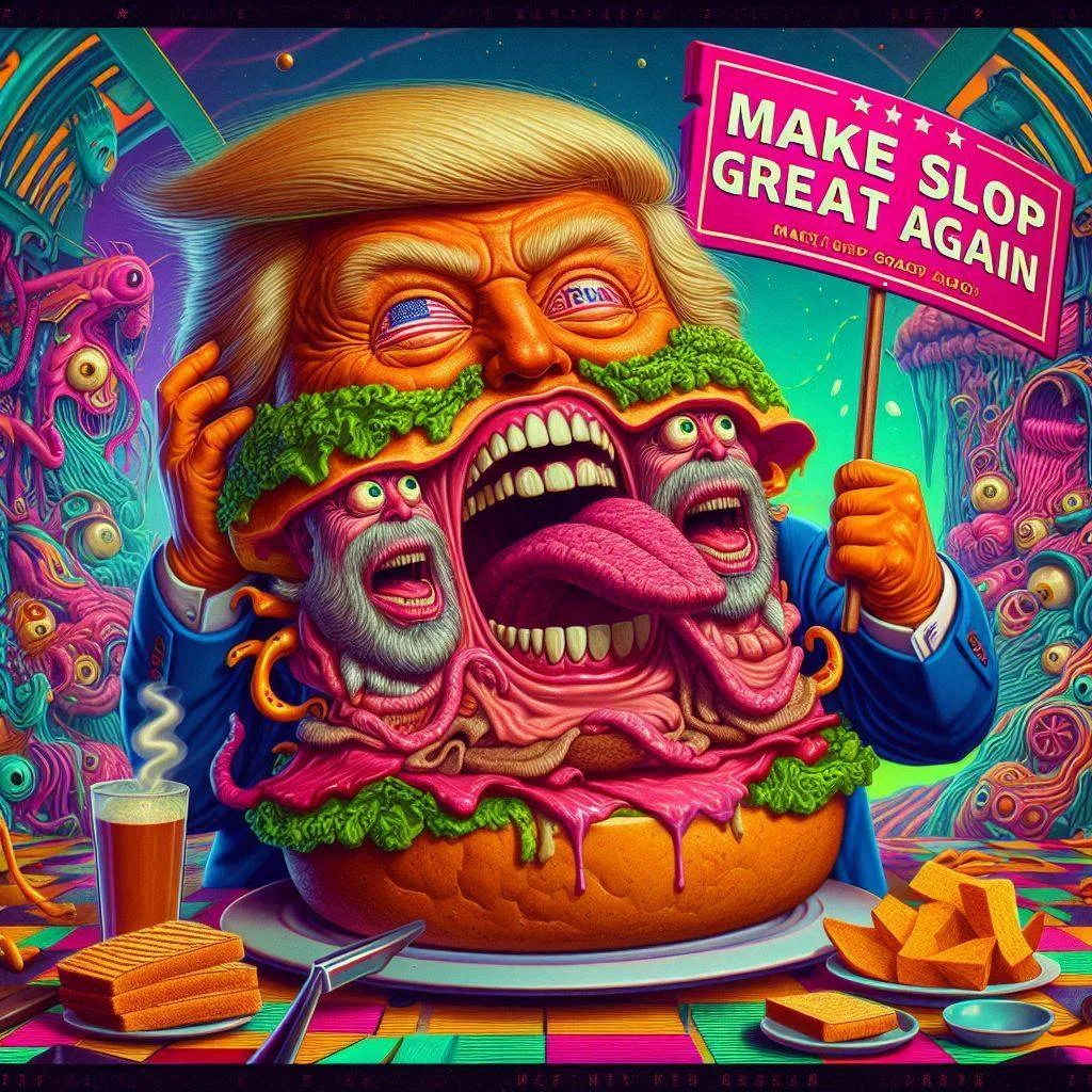 HAMBURGER WITH A MOUTHFUL OF NIGHTMARES